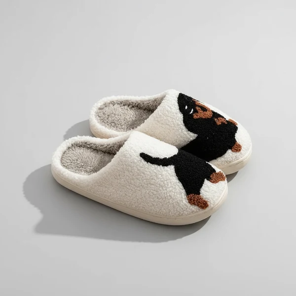 Chaussons Adulte Confortable Et Doux Motif Teckel