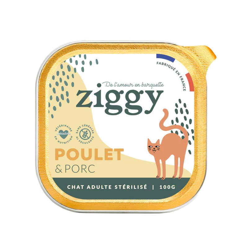 Pâtée Chat Adulte Stérilisé au poulet Ziggy