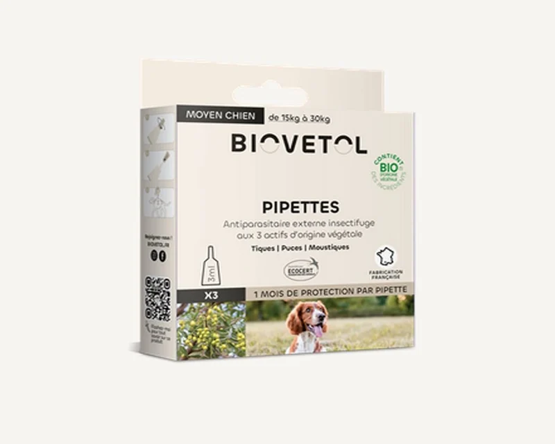 Pipettes insectifuges Biovetol chien moyen