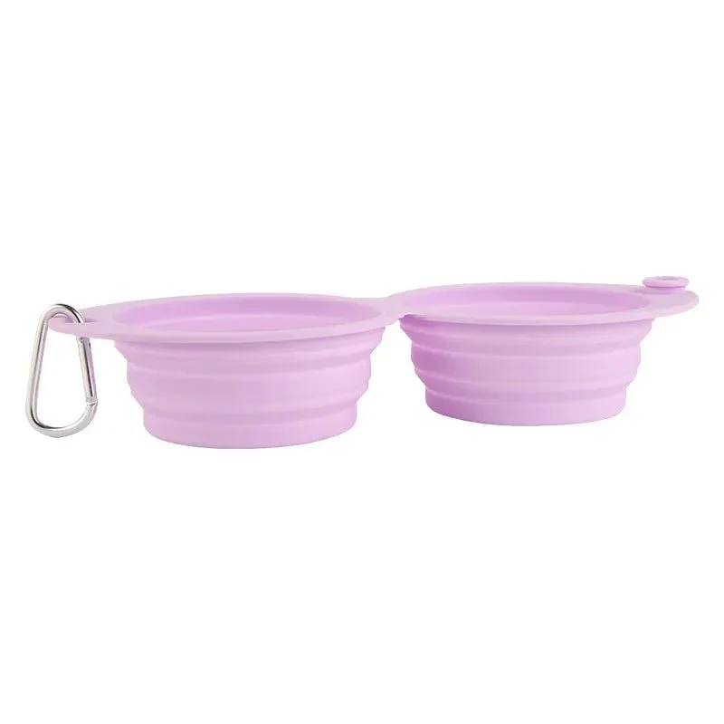 Gamelle Pliable double en Silicone pour Petit Chien et Chat