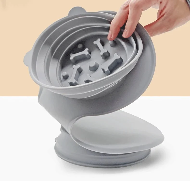 Gamelle Double Pliante en silicone Anti-Glouton pour chien