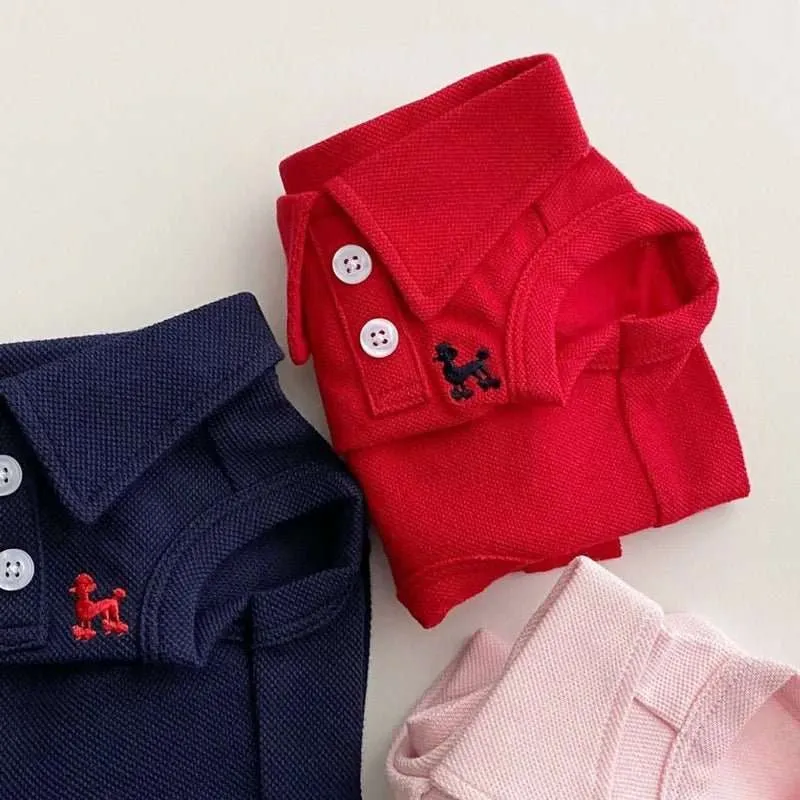 Polo Petit Chien Été En Coton Léger Bleu