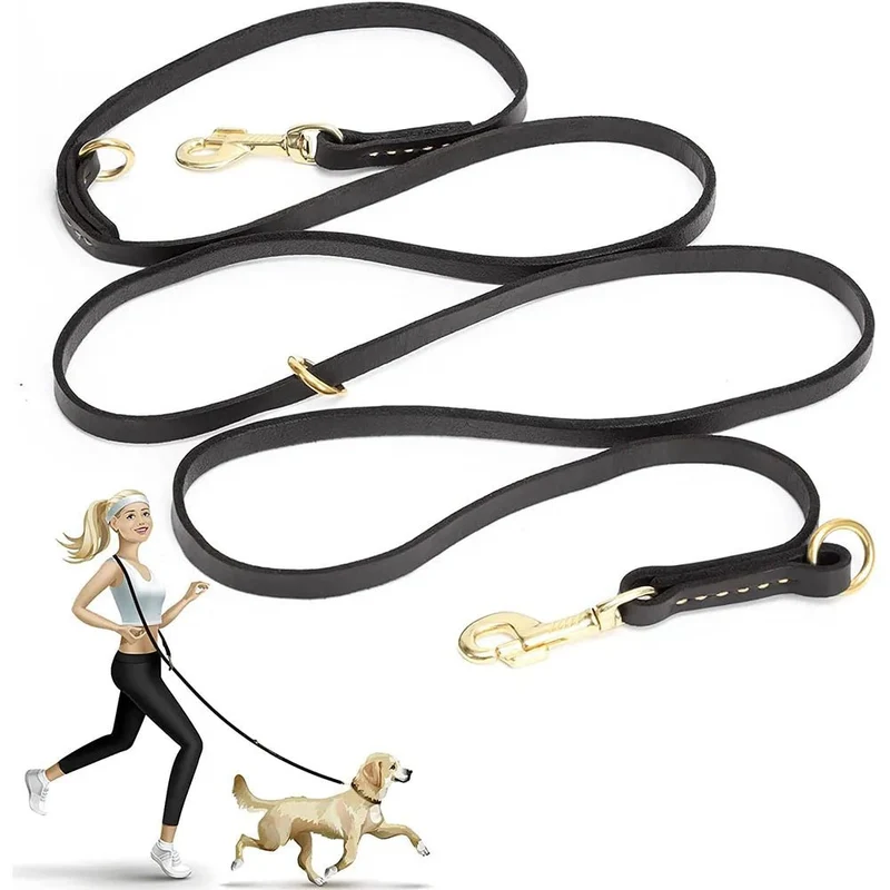 Laisse mains-libres en cuir souple pour chien Oscar et Plume