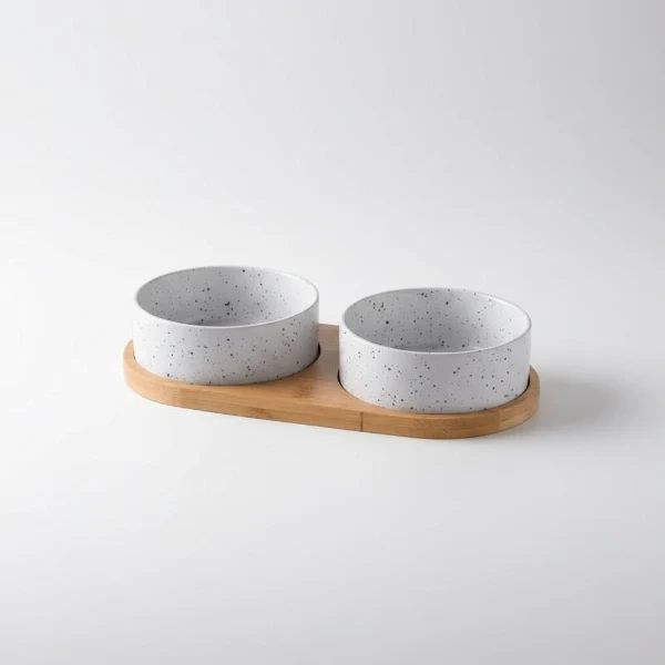 Gamelle Céramique Pour Chien Avec Support Bambou